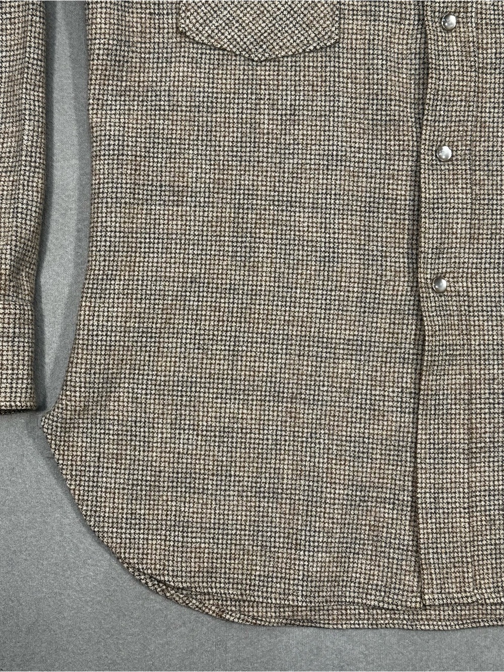 Vintage Pendleton Shirt Mens L Wool Western Snap Brown Tweed Shacket USA Style - Picture 4 of 15